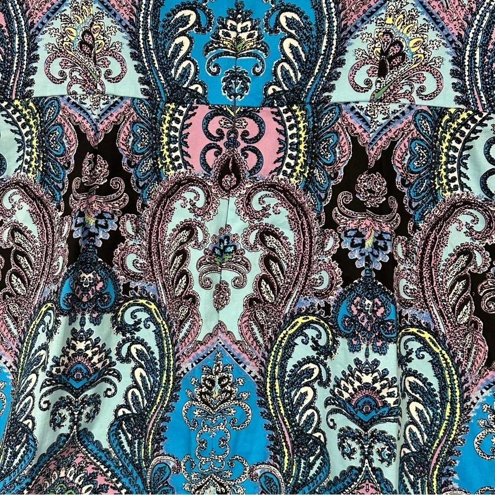 New York & Company Super Cute Art Deco Blues & Pinks Sheath Dress Size 8 - Picture 12 of 12
